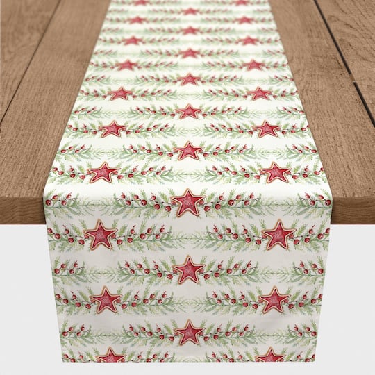 Star Holly Pattern Poly Twill Table Runner